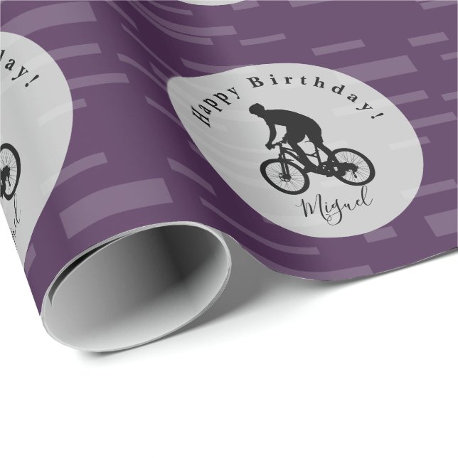 Bicycle Rider Birthday Gift Wrap any colour HAMbyW (Roll Corner)