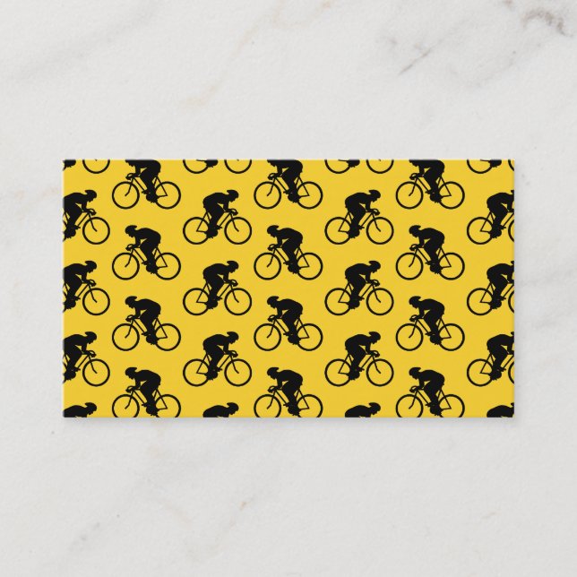 Bicycle Rider Pattern. Yellow and Black. Business Card (Front)