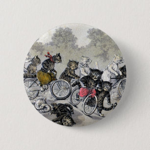Bicycle Riding Cats 6 Cm Round Badge