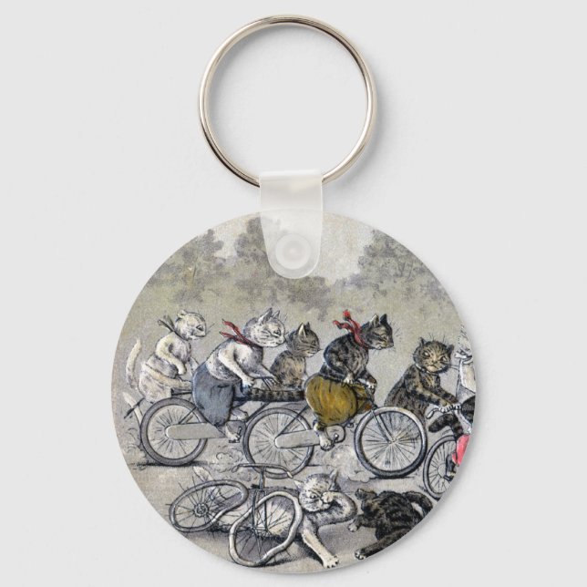 Bicycle Riding Cats Key Ring (Front)