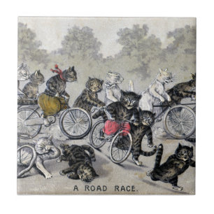 Bicycle Riding Cats Tile