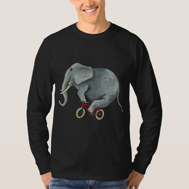 Bicycle Riding Cute Elephant Bike Rider Elephant L T-Shirt (Front)