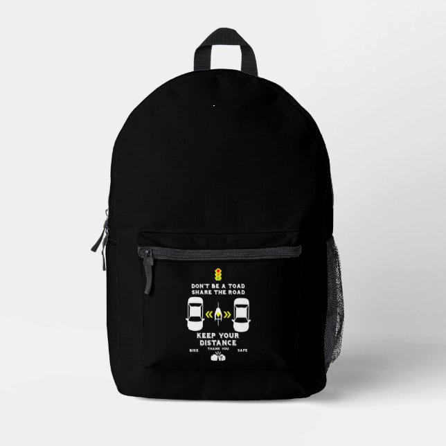 Bicycle Road Safety Awareness Printed Backpack (Front)