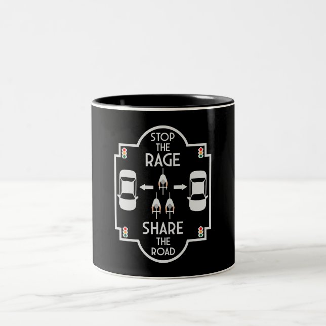 Bicycle Road Safety Two-Tone Coffee Mug (Center)