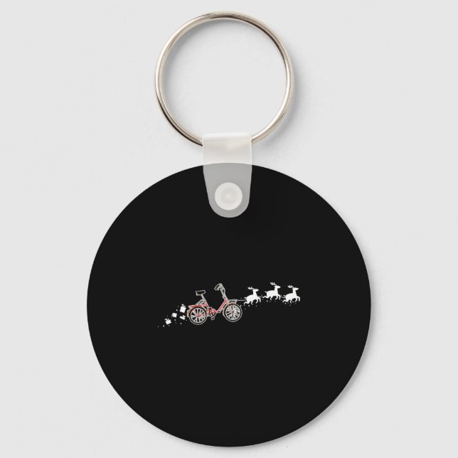 Bicycle Santa Christmas Sleigh - Funny Bicycle Key Ring (Front)