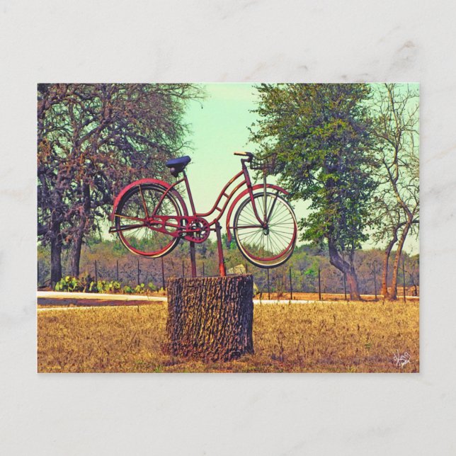 Bicycle Sculpture on Kneese Rd., Crabapple, TX Postcard (Front)