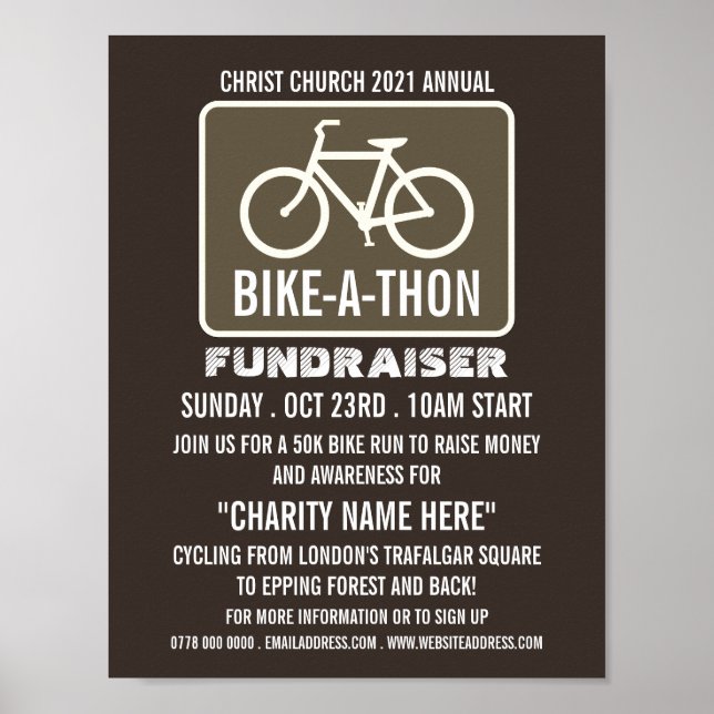 Bicycle Sign, Charity Bike-a-Thon Event Poster (Front)