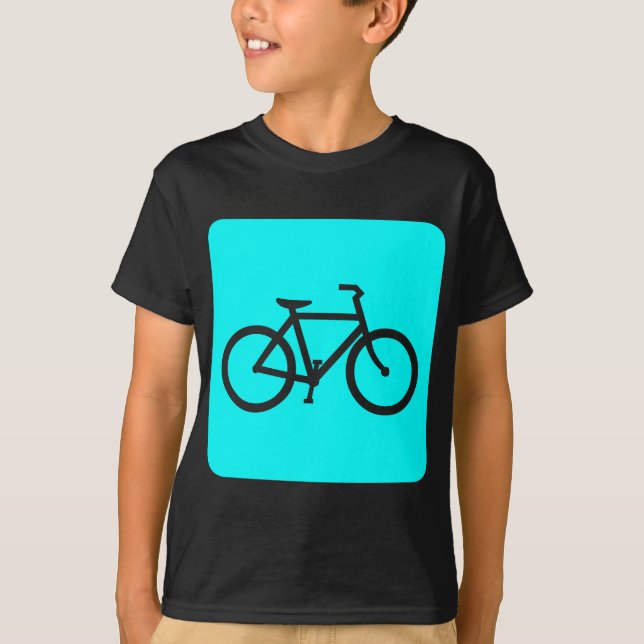 Bicycle Sign - Cyan T-Shirt (Front)