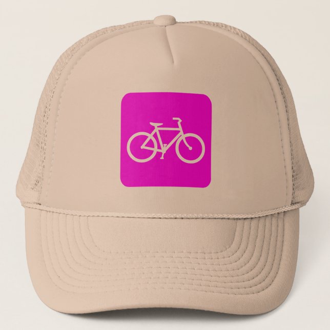 Bicycle Sign - Magenta Trucker Hat (Front)