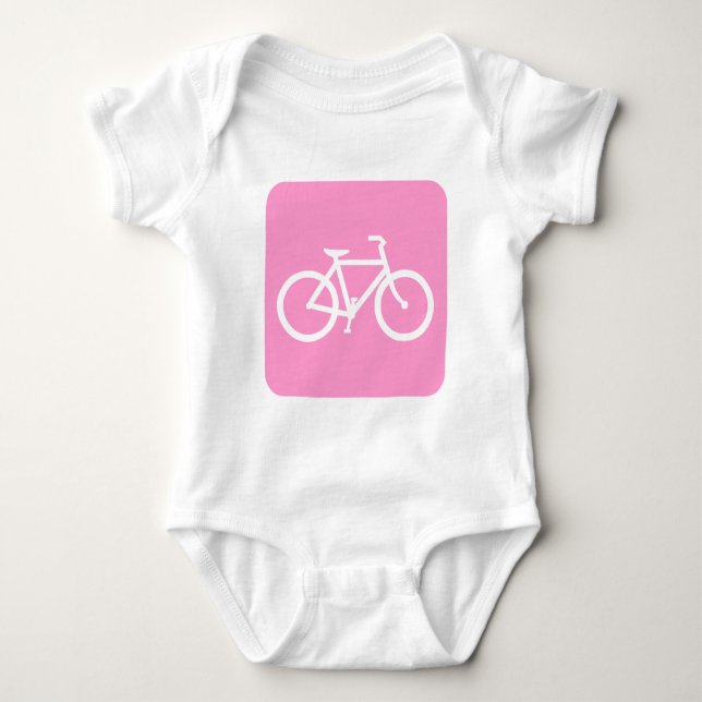 Bicycle Sign - Pink Baby Bodysuit (Front)