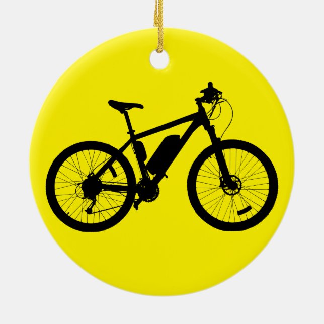 Bicycle Silhouette Ceramic Tree Decoration (Back)