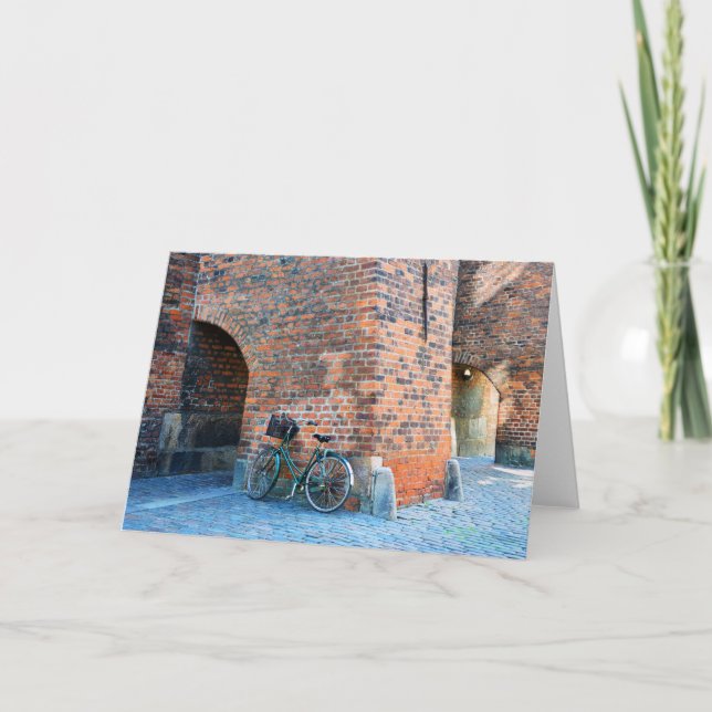 Bicycle, St. Nicholas Church, Copenhagen, Denmark Holiday Card (Front)