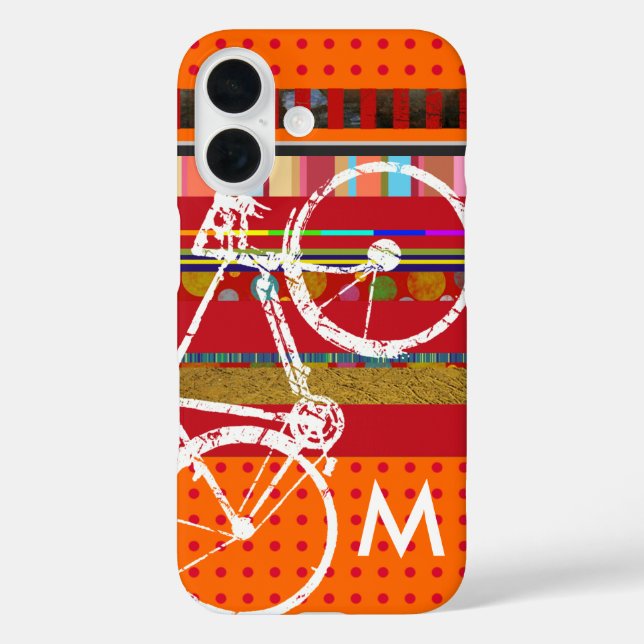 Bicycle, stripes and custom initial Case-Mate iPhone case (Back)