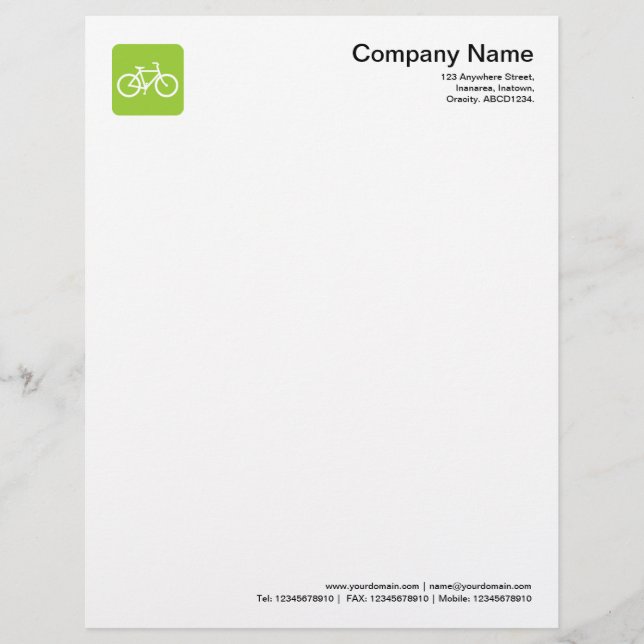 Bicycle Symbol - Martian Green Customised Letterhead (Front)