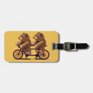 Bicycle Tandem, Teddy Bear Print Luggage Tag