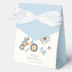 Bicycle Teddy Bear Toys Nursery Boy Baby Shower Favour Box