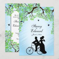 Bicycle Theme Wedding Invitation Blue