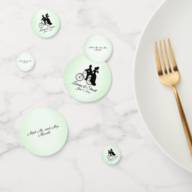 Bicycle Theme Wedding Invitation Mint Confetti (Group)