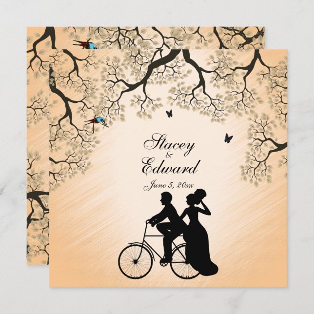 Bicycle Theme Wedding Invitation Sunset (Front/Back)