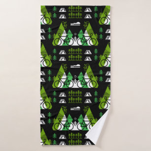 Bicycle-Themed Present Print Bath Towel