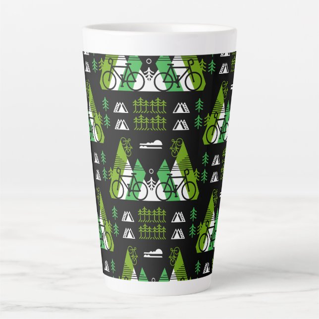 Bicycle-Themed Present Print Latte Mug (Front)