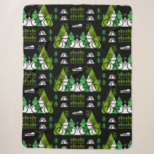 Bicycle-Themed Present Print Sherpa Blanket