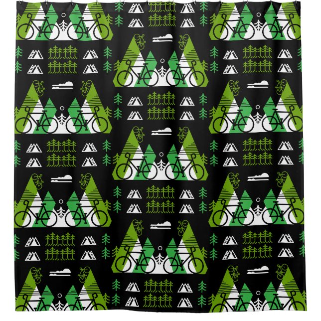 Bicycle-Themed Present Print Shower Curtain (Front)