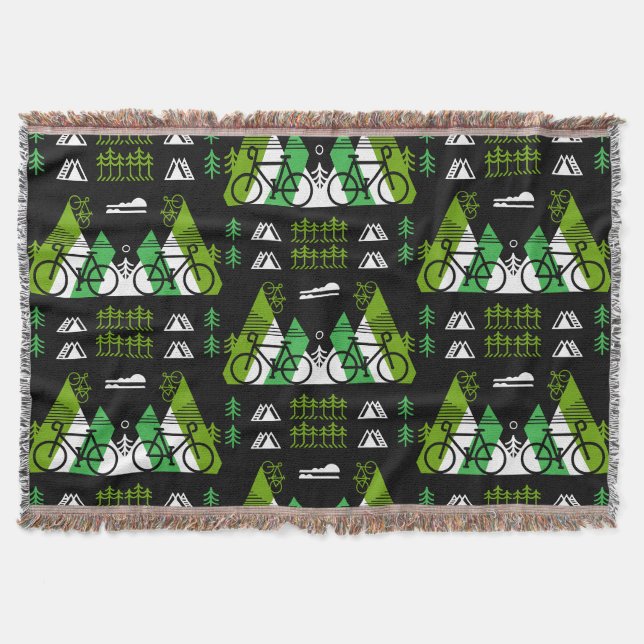 Bicycle-Themed Present Print Throw Blanket (Front)