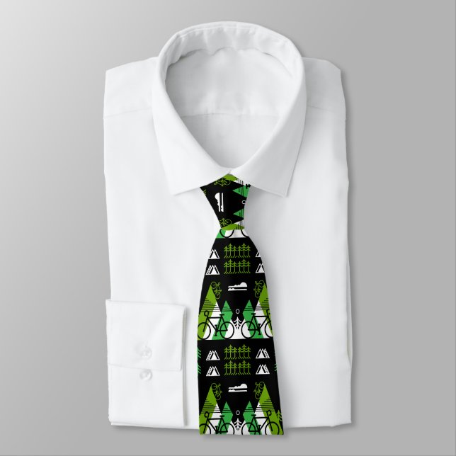 Bicycle-Themed Present Print Tie (Tied)