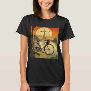 Bicycle Travel Poster, Paris customisable T-Shirt