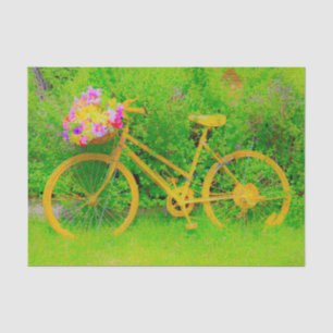 Bicycle Vintage Country Yellow Green Rustic Tissue Paper