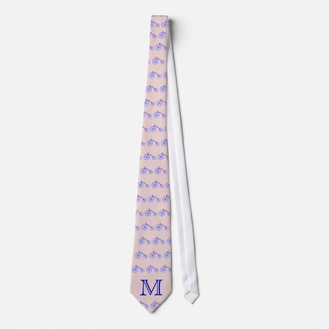 Bicycle vintage monogram design on a custom tie (Front)