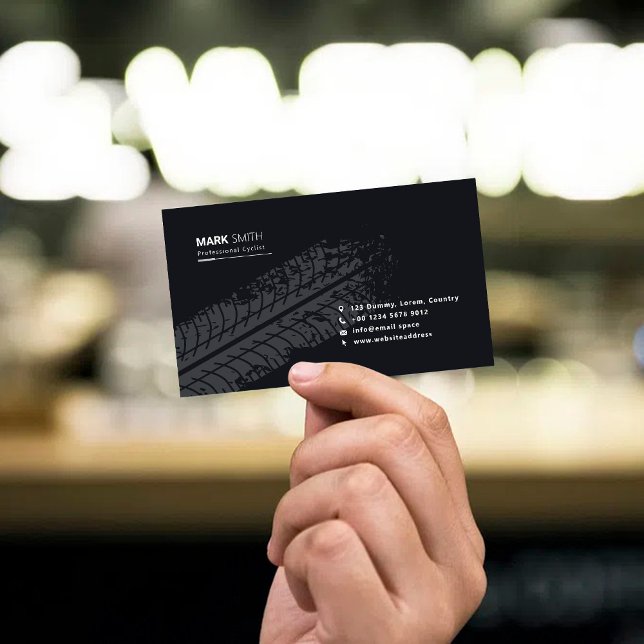 Bicycle Wheel Print Black Simple Black Pattern Business Card (Creator Uploaded)