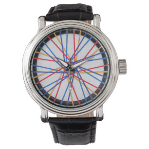 Bicycle Wheel Spoke Black Leather Bike Watch