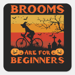 bicycle witch brooms are for beginners square sticker