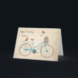 Bicycle with Birds Birthday Card<br><div class="desc">Bicycle with Birds name personalized birthday custom vintage card</div>