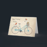 Bicycle with Birds Birthday Card<br><div class="desc">Bicycle with Birds name personalized birthday custom vintage card</div>
