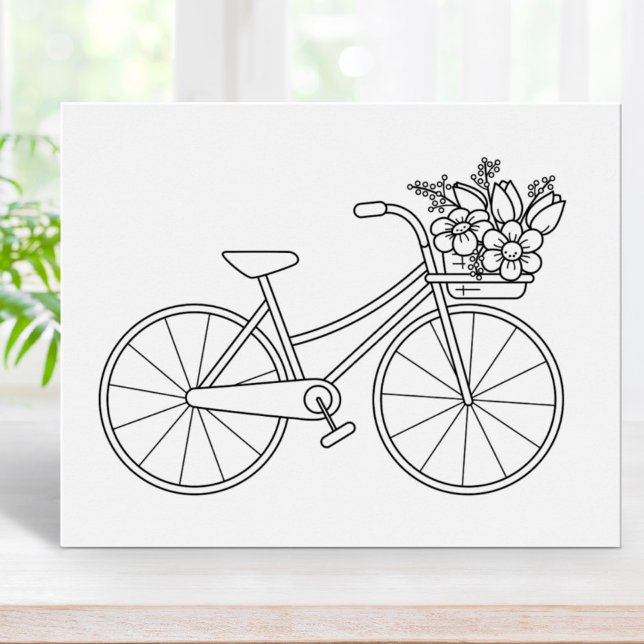 Bicycle with Flower Basket Colouring Page Poster (Creator Uploaded)
