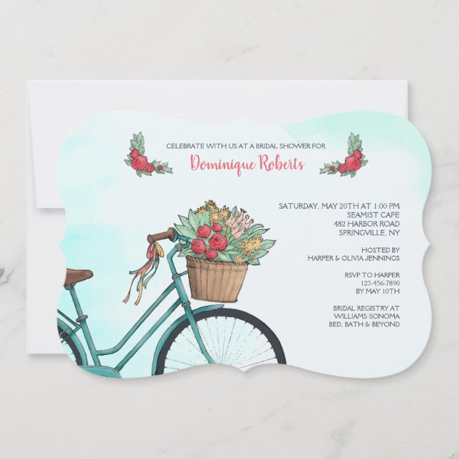 Bicycle With Flowers Invitation (Front)