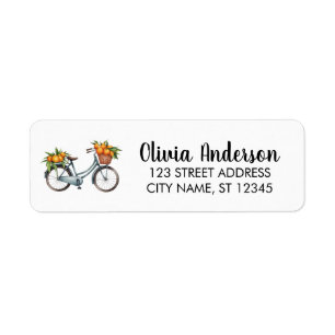 Bicycle With fruit orange Return Address Label
