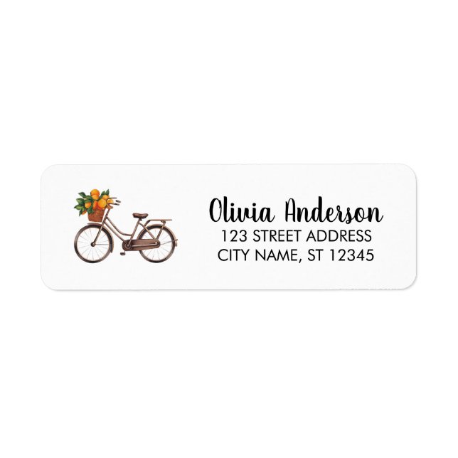 Bicycle With fruit orange Return Address Label (Front)