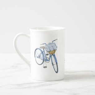 Bicycle with Hydrangea Basket Flower Lover Bone China Mug