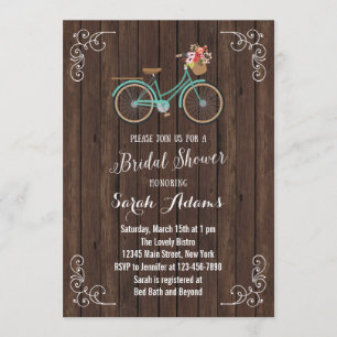 Bicycle Wood Bridal Shower Invitation