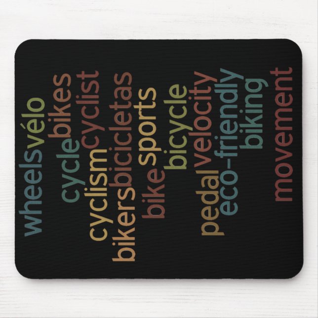bicycle word cloud mouse pad (Front)