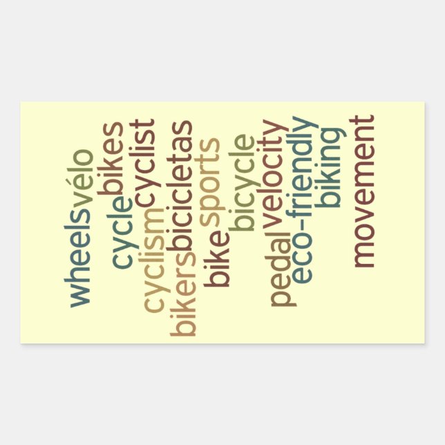 bicycle word cloud rectangular sticker (Front)