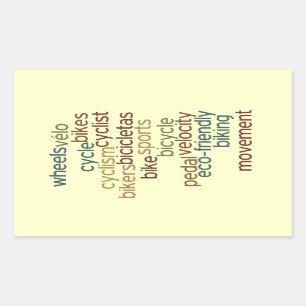 bicycle word cloud rectangular sticker