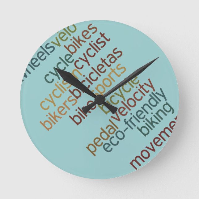 bicycle word cloud round clock (Front)