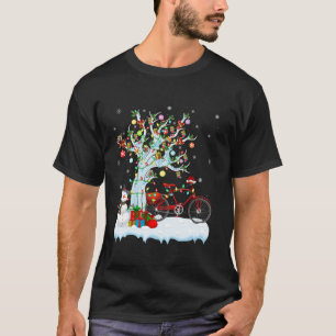 Bicycle Xmas Lighting Tree Santa Hat Bicycle Chris T-Shirt