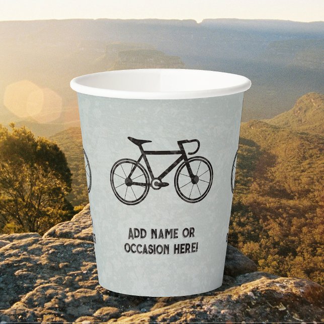 Bicycles and your text - masculine sports theme paper cups (Creator Uploaded)