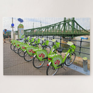 Bicycles beside the Danube, Budapest, Hungary Jigsaw Puzzle
